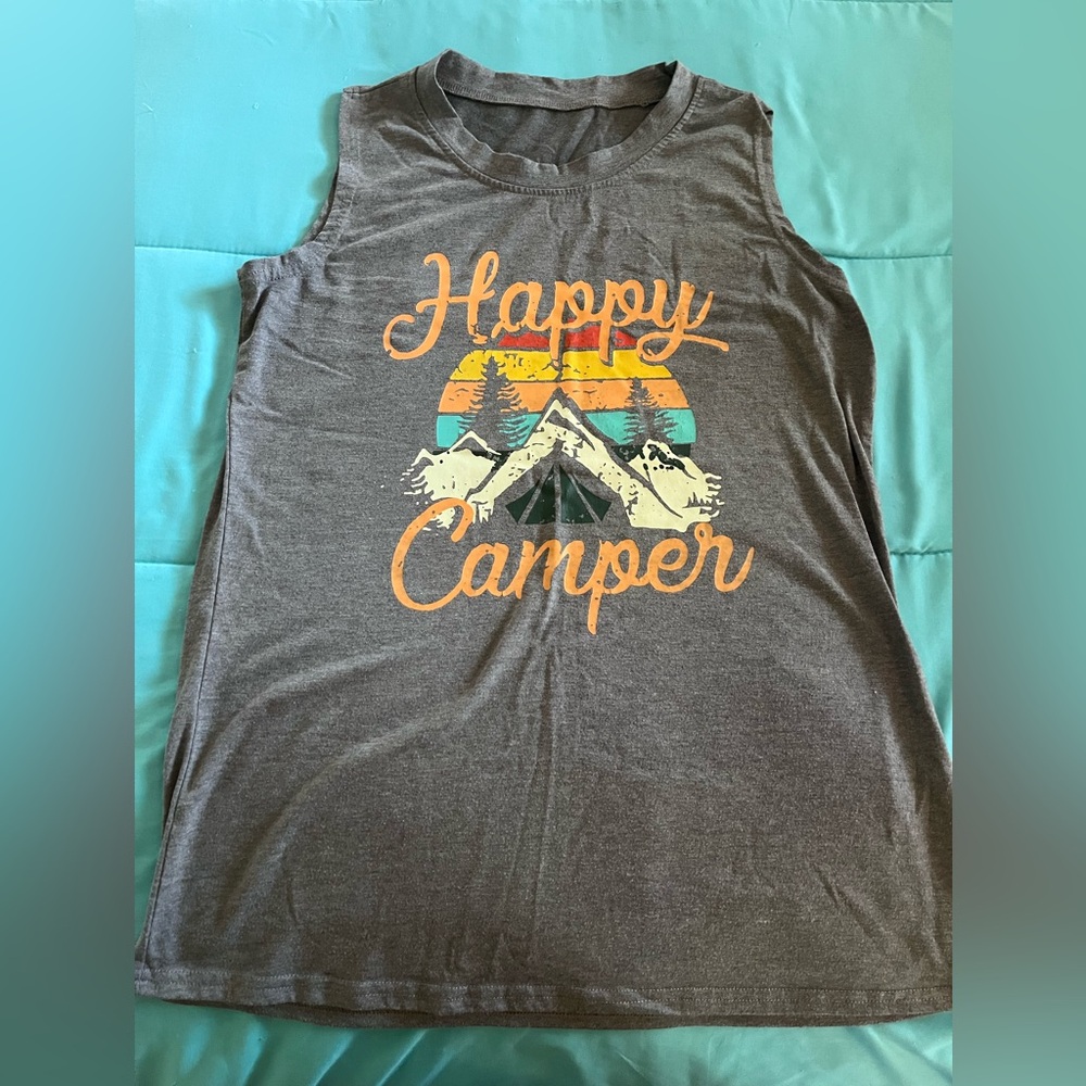 Gray Happy Camper Tank Top